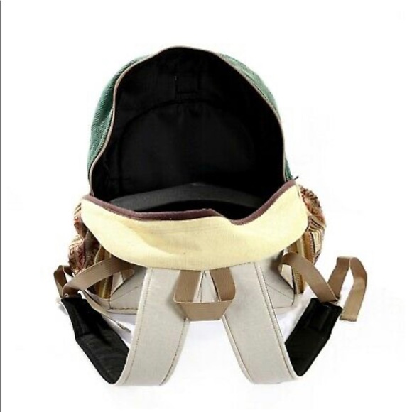 Hemp Backpack Unisex With Patchwork - Picture 4 of 4